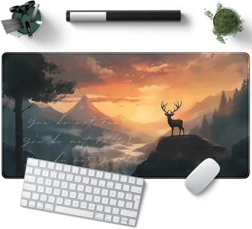 Miniatura 28 de Tapete de Escritorio Verde XL Gato Lindo Planta Genial Almohadilla de Escritorio Tapete de Teclado Kawaii Gato Negro Flor Mousepad Tapete de B-cat
