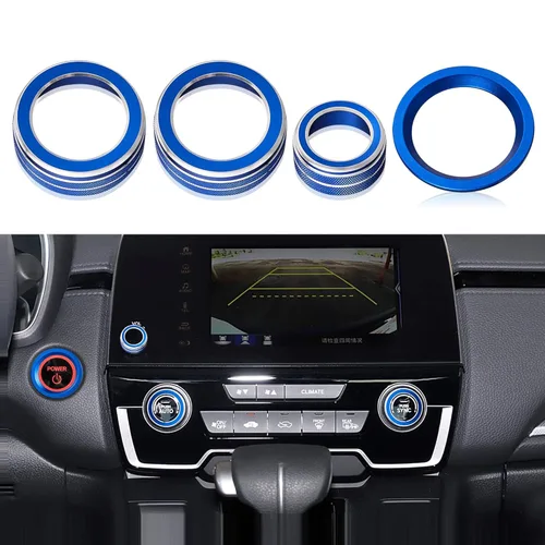 TOMALL 4 fundas de aluminio para consola central compatibles con Honda CRV CR-V 2017 2018 2019 2020 tapa de perilla de volumen de sonido AC aire