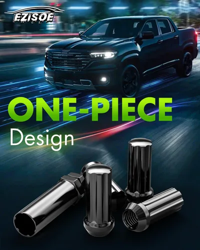 Miniatura 7 de 14mmx2.0 Tuercas de rueda de llanta, 24 piezas + 1 pieza de tuerca M14x2 Tuercas de llanta de spline XL de rosca negra, reemplazo para F150