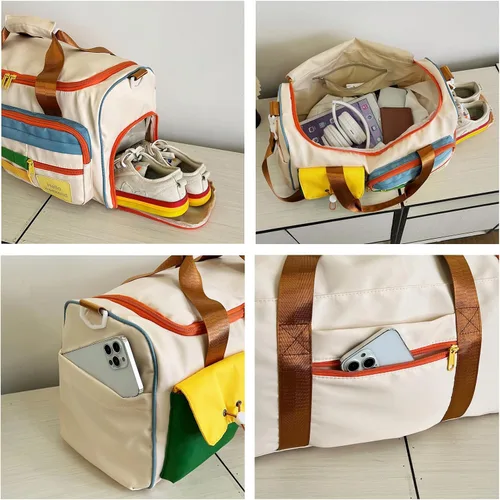 Miniatura 200 de Pequeña bolsa de gimnasio para mujer, bolsa de viaje con compartimento para zapatos