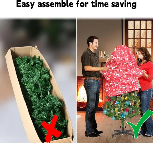 Miniatura 4 de Onesing Bolsa de almacenamiento para árbol de Navidad de 9 x 6 pies, cubierta roja para árbol de Navidad a prueba de polvo para almacenamiento