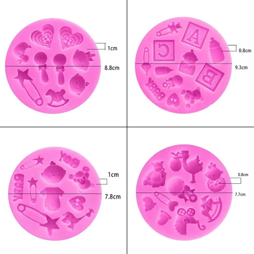 Miniatura 4 de Tvoip Molde de silicona para decoración de tartas, 4 uds, tema de bebé, 3D, molde de silicona para decoración de tartas, moldes de azúcar