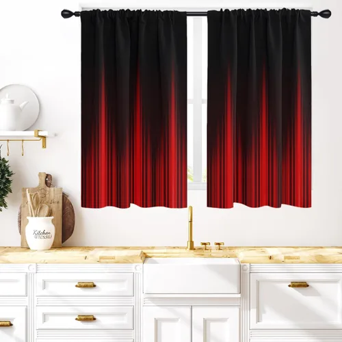 Miniatura 26 de Coxila Cortinas 100% opacas en negro y beige de 42 x 63 pulgadas, cortinas góticas degradadas con aislamiento térmico para dormitorio