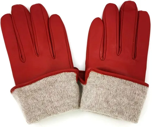 Miniatura 4 de ZLUXURQ Guantes de piel de cordero suave para mujer, con forro de cachemira