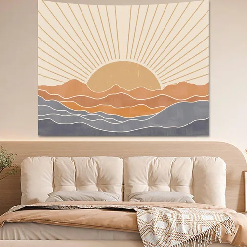 Miniatura 7 de Apdidl - Tapiz bohemio para colgar en pared, ideal para la estética del dormitorio, tapices vintage bohemios de los años 70 con diseño de arco iris