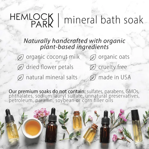 Miniatura 7 de Hemlock Park Crema de baño de leche de coco y lavanda Leche de coco botánica, botánicos, sal del mar muerto, sal de Epsom y sal mineral rosa