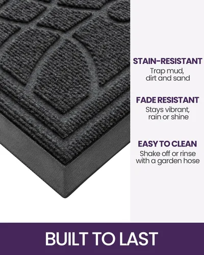 Miniatura 3 de DEXI Tapete para puerta delantera, para entrada exterior, resistente, antideslizante, de perfil bajo, para entrada, atrapa la suciedad y la humedad