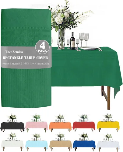 Miniatura 12 de Black Disposable Paper Tablecloth for Rectangle Tables 4 Pack, 54×108 Inch Waterproof 2 Ply Paper with Plastic Backing, Party Table Cover for