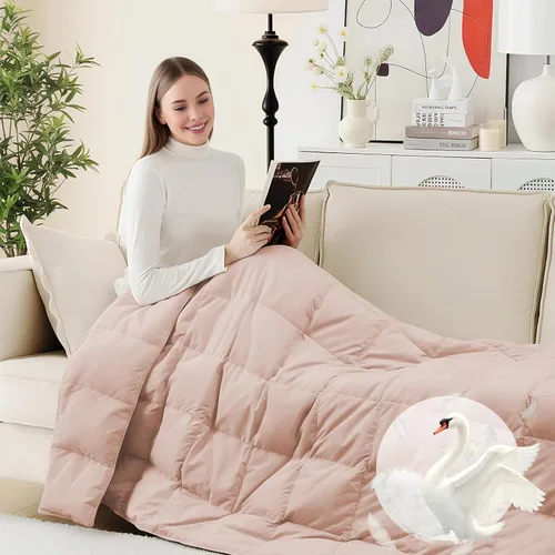 Miniatura 12 de Deodar Manta de fibra de plumón natural para sofá cama, edredón de sofá, manta ligera para exteriores, tela de piel de durazno, 50 x 70 pulgadas