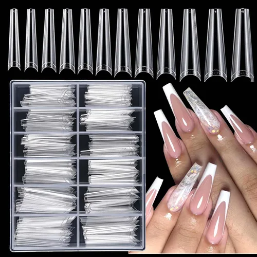 Miniatura 9 de LoveOurHome 240 puntas de uñas postizas XL de acrílico transparente en forma de almendra, uñas de cobertura completa, uñas postizas extralargas