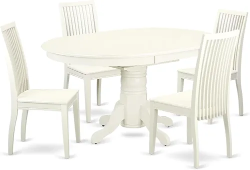 Miniatura 14 de East West Furniture AVIP5-BMK-W - Juego de mesa y sillas de cocina de 5 piezas, incluye una mesa de comedor ovalada con hoja de mariposa y 4 sillas