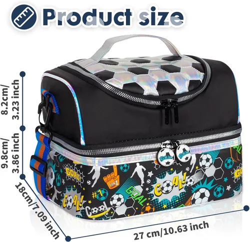 Miniatura 7 de Bolsa de almuerzo aislada de doble piso para niños, bolsa de comida grande para el regreso a la escuela, para niños, niñas, hombres y mujeres