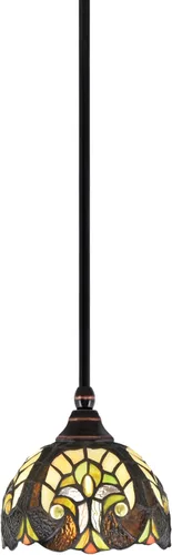 Miniatura 192 de Toltec Lighting Tallo Colgado Mini colgante, acabado de cobre negro, 3.5" cuadrado humo burbuja vidrio