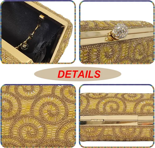 Miniatura 3 de Novedosos bolsos cilíndricos para mujer, bolso de noche para fiesta, bolso de mano de cristal, para novia, graduación, boda, cóctel