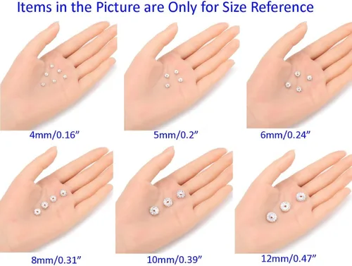 Miniatura 7 de 100 cuentas sueltas de diamantes de imitación de cristal de grado A de 0.472 pulgadas (cristal transparente), espaciador chapado en plata de ley