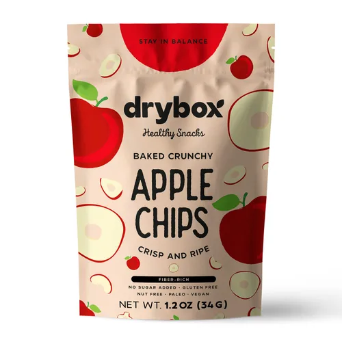 Miniatura 16 de Drybox Chips de manzana seca sin azúcar añadido, paquete de 3 patatas fritas de manzana, paquetes de aperitivos de manzana en rodajas al horno