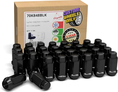 Miniatura 8 de Wheel Accessories Parts 24 piezas M14x1.5 14x1.5 rosca Bulge Bellota 1.90" tuercas largas negras 3/4" 0.748 in hexagonales para Chevy Silverado GMC