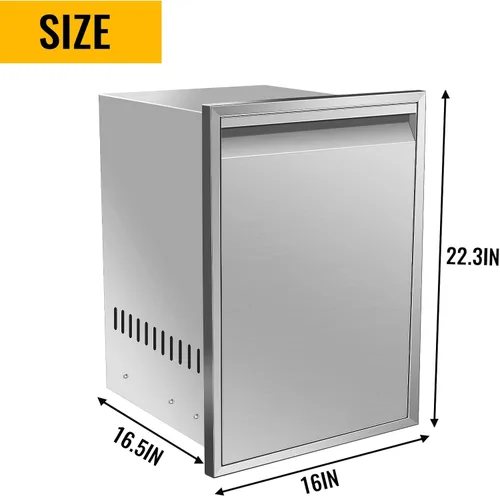 Miniatura 2 de Cajón de basura doble integrado de 16 pulgadas de ancho x 22.3 pulgadas de alto x 18 pulgadas de profundidad, bandeja extraíble para cocina al aire