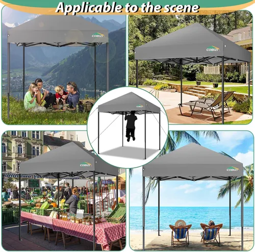 Miniatura 247 de COBIZI Tienda de campaña desplegable de 6.6 x 6.6 pies, toldo resistente, fácil de instalar, impermeable, para exteriores, fiestas, playa, jardín
