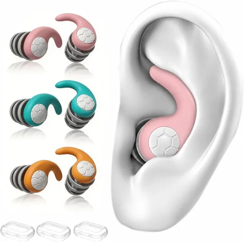 Miniatura 6 de Tapones para los oídos de natación para niños, 3 pares de tapones de silicona impermeables para natación, surf, buceo, ducha para niños de 4 a 12