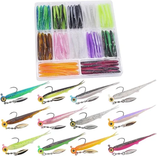 Miniatura 8 de Kit de Señuelos para Crappie - Plásticos - Cabezas de Jig - Kit de Shad - Minnow - Señuelos de Pesca para Crappie - Panfish - Bluegill - Kit de 40