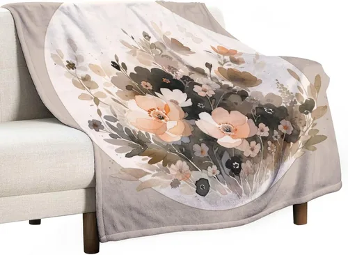 Miniatura 16 de Manta decorativa moderna de flores de acuarela, manta floral de primavera y verano, manta de 30 x 40 pulgadas, súper suave y acogedora para sofá