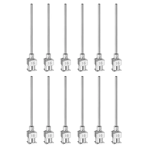 Miniatura 10 de HARFINGTON 12 agujas dispensadoras de acero inoxidable calibre 17, 1 1/2 pulgadas, tubo de aguja de pegamento de metal, puntas romas, Luer Lock