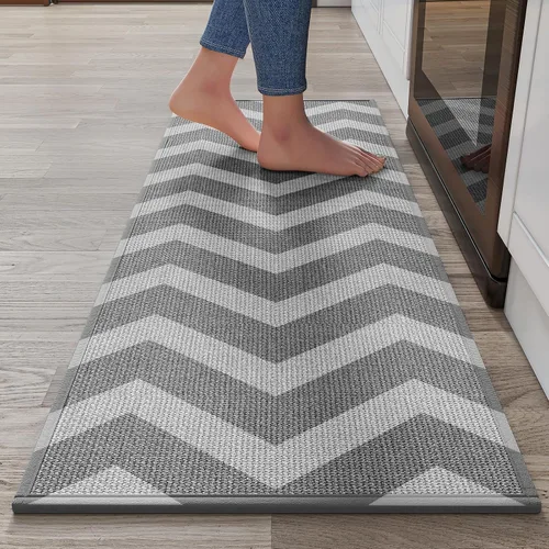 Miniatura 18 de YDKGL Tapetes de cocina para piso, alfombras de cocina súper absorbentes, antideslizantes, lavables, de lino sintético suave trenzado, alfombra