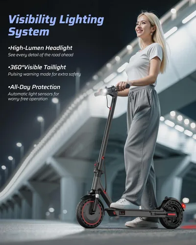 Miniatura 9 de Qlaway Electric Scooter for Adults, 350W/500W Motor, Up to 22 Miles Long Range, 8.5" /10" Solid Tires, 265 lbs Load Capacity, Foldable Commuting