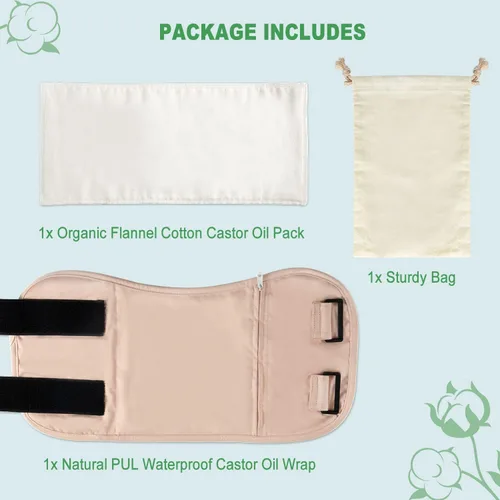 Miniatura 2 de DEROWN Paquete de aceite de ricino, menos desorden, algodón orgánico e impermeable PUL, kit de masaje reutilizable con diseño antifugas