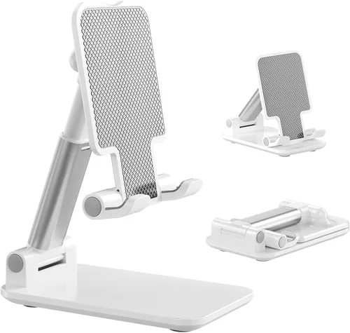 Soporte para teléfono celular, soporte de teléfono celular ajustable en ángulo con almohadilla de silicona para escritorio, soporte de teléfono