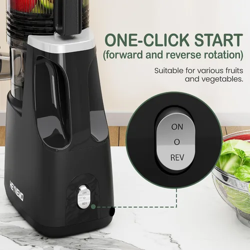 Miniatura 8 de Heynemo Máquinas exprimidoras de 5.9 pulgadas de ancho con canal de alimentación en frío para verduras y frutas enteras, máquinas exprimidoras