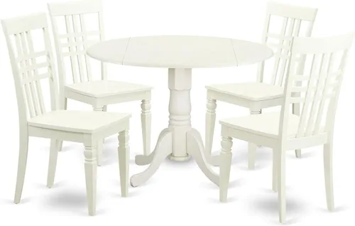 East West Furniture Juego de mesa de comedor DLLG5-LWH-W