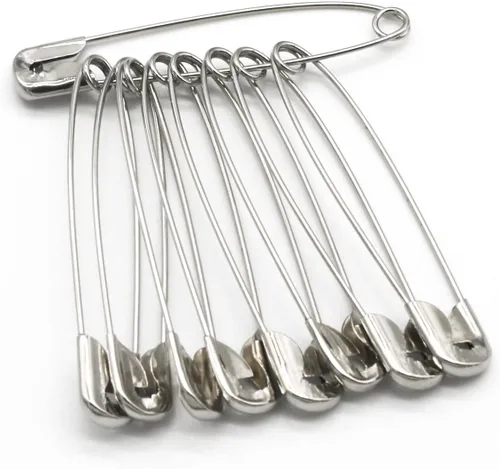 Miniatura 5 de 50 pasadores de seguridad, pasadores de seguridad de 3 pulgadas/2.992 in, acero niquelado de metal, accesorios de costura para ropa de bebé