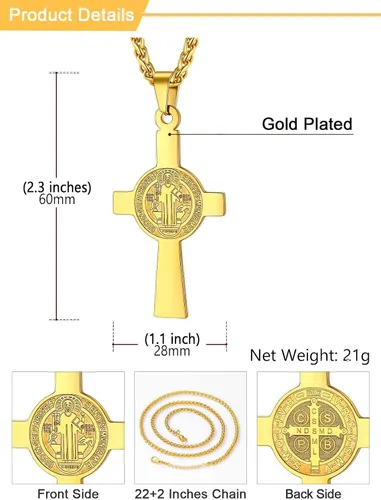 Miniatura 271 de U7 Saint Benedict/Michael Medal Necklace, 316L Stainless Steel Virgin Mary Necklace for Men Women, Bible Verse Protection Necklace Catholic