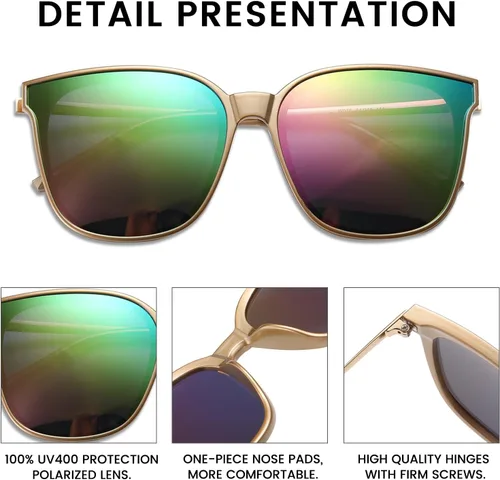 Miniatura 4 de Duco - Lentes de sol redondos vintage para mujeres y hombres con protección UV de moda para la playa
