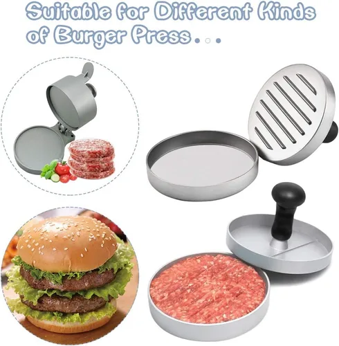 Miniatura 4 de Hamburger Patty - Papel redondo de 4.5 pulgadas, juego de 200, hojas de papel antiadherente para prensa de hamburguesas, serperado de hamburguesa