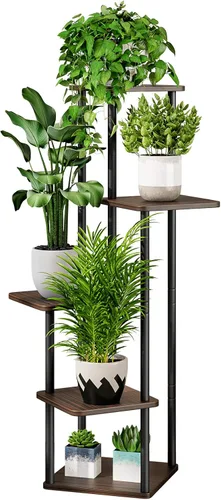Miniatura 17 de AZERPIAN Soporte para plantas de 4 niveles para interiores, estante de flores de metal para múltiples plantas, soportes altos de esquina para flores