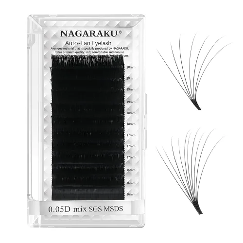Miniatura 26 de NAGARAKU Easy Fan Extensiones de Pestañas Volumen Lash 0.07 Rizo D 8-15mm Bandeja Mixta Floración Rápida Visón Sintético en Racimo Para Ventilador
