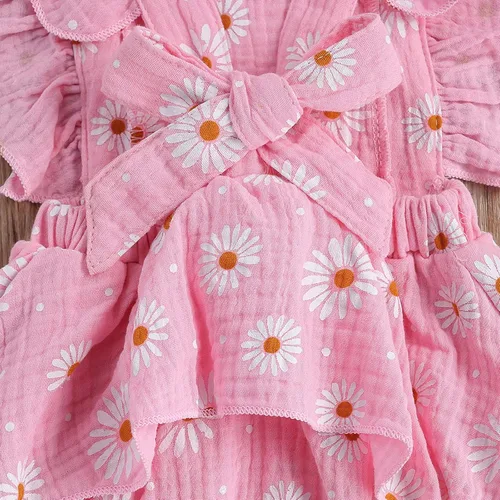 Miniatura 7 de Mameluco para bebé recién nacido, con margaritas, ropa ajustable con volantes de una pieza, overol de verano para bebé