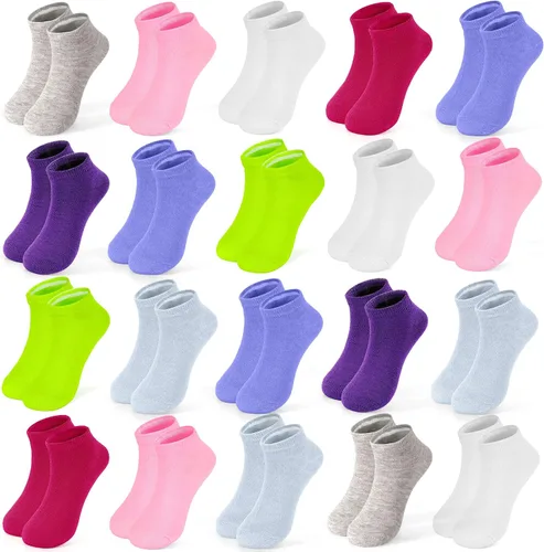 Miniatura 8 de ZERULETS Calcetines para niños, 20 pares de calcetines de tobillo de corte bajo cortos deportivos para niños y niñas, niños de 1 a 13 años