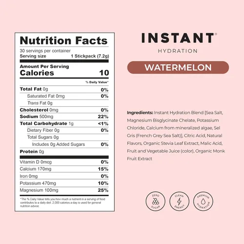 Miniatura 5 de Instant Hydration Paquetes de Polvo de Electrolitos - Mezcla de Bebida de Electrolitos de Sandía - Sin Azúcar - Keto, Vegano, Sin Gluten, Sin OGM