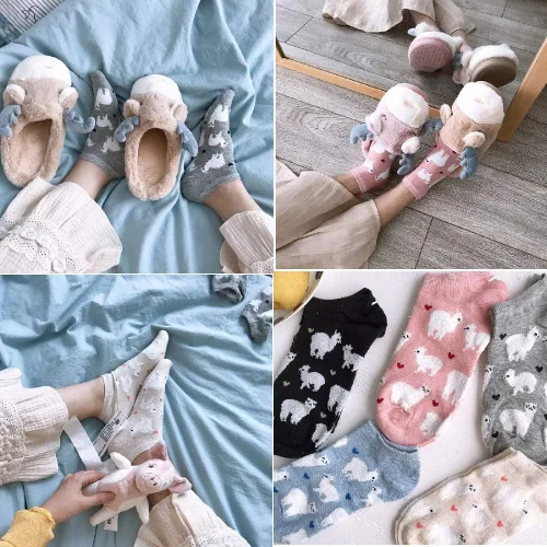 Miniatura 7 de CheeseandU. Calcetines tobilleros para mujer, 5 unidades, diseño de dibujos animados.