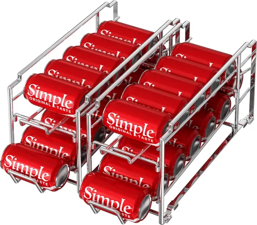 Simple Houseware Dispensador para latas de bebida, de carga frontal, apilable, cromo, paquete de 2