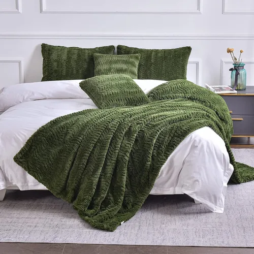 Miniatura 20 de YUSOKI Manta de lujo de piel sintética (sin almohadas) de 2 capas, 3 libras, para todas las edades, decoración del hogar (negro, 50 x 63 pulgadas)