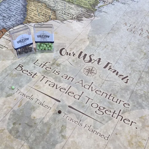 Miniatura 2 de HolyCowCanvas Push Pin USA - Mapa de viaje personalizado de Estados Unidos sobre lienzo para marcar lugares visitados, rastreador de mapas de viaje