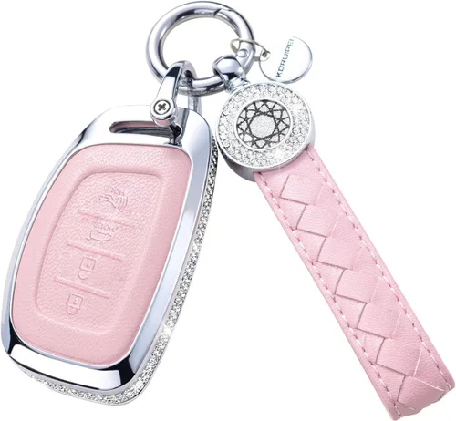 Miniatura 24 de Funda para Llave Honda con Llavero, Carcasa Protectora de Cuero Genuino Rosa con Cristales Compatible con Honda Accord Civic CRV Pilot Odyssey 2022