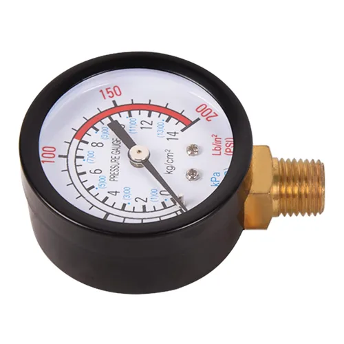 Miniatura 6 de Medidor de prueba de presión de agua de 2 pulgadas, medidor de presión de 0-200 PSI, rosca NPT de 1/4 pulgadas, montaje inferior, para compresor