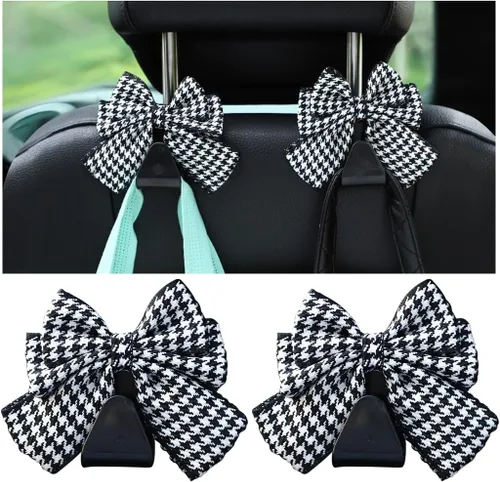 Miniatura 14 de Mandark 2 piezas de ganchos para reposacabezas de asiento de automóvil, lindos ganchos de arco para bolsos y bolsas, accesorios de decoración