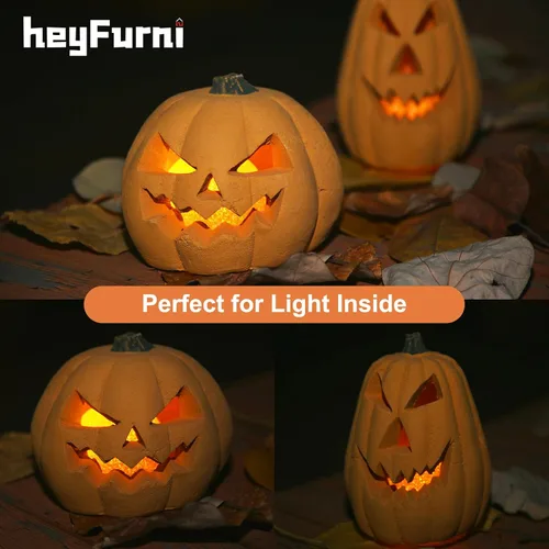Miniatura 9 de heyfurni Tronco de calabaza de cerámica ignífugo para hoguera, fogata, chimenea, hoguera, decoración de Halloween, para fuegos de propano, gel